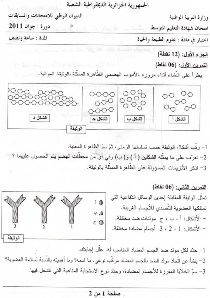 امتحان شهادة التعليم المتوسط مادة العلوم الطبيعية دورة 2011 Ouooou15_800x600