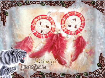 Boucles d'oreilles Dreamcatcher Powaqa rouge quartz fumé