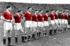 The last line-up of the Busby Babes. 5 February, 1958, Belgrade.
From left to right: Edwards, Colman, Jones, Morgans, Charlton, Viollet, Taylor, Foulkes, Gregg, Scanlon, Byrne.